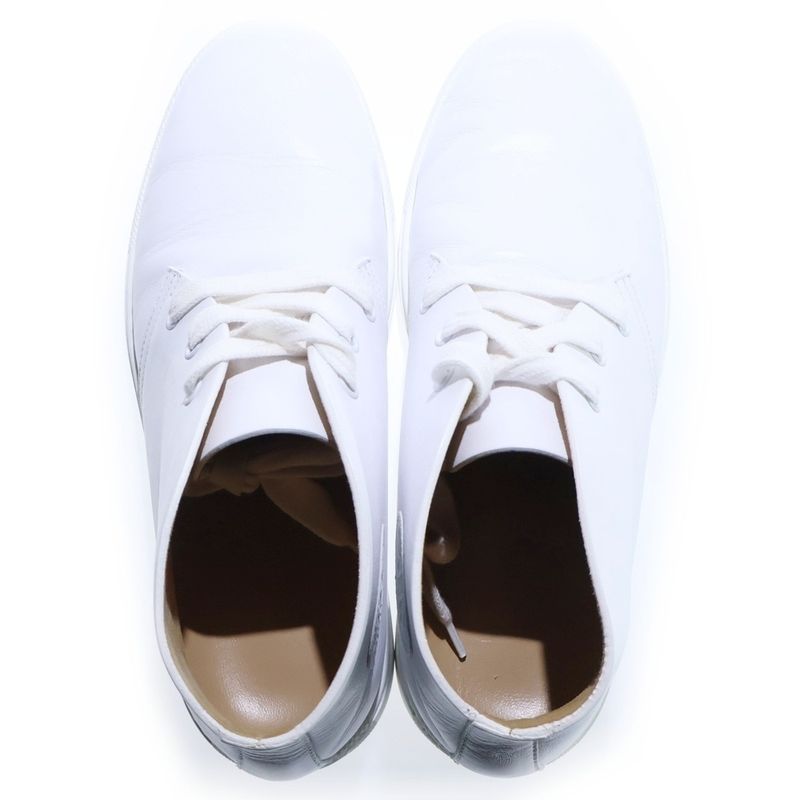 Hermes Logo Patch Leather High Cut Sneakers White