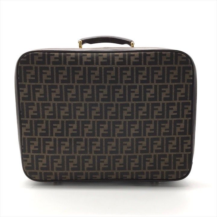 Fendi Zucca 2-Way Travel Shoulder Bag Canvas Briefcase Brown Khaki