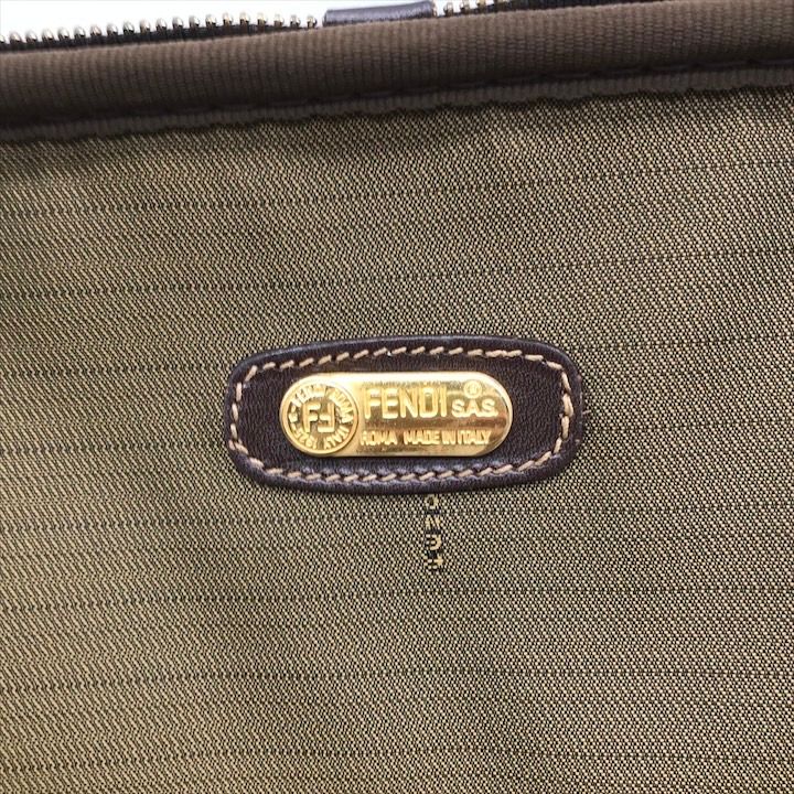 Fendi Zucca 2-Way Travel Shoulder Bag Canvas Briefcase Brown Khaki