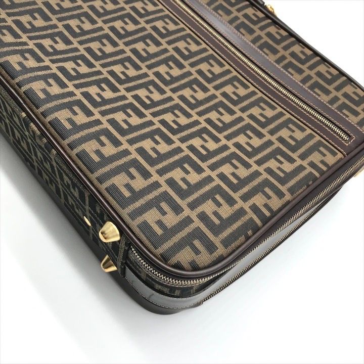Fendi Zucca 2-Way Travel Shoulder Bag Canvas Briefcase Brown Khaki