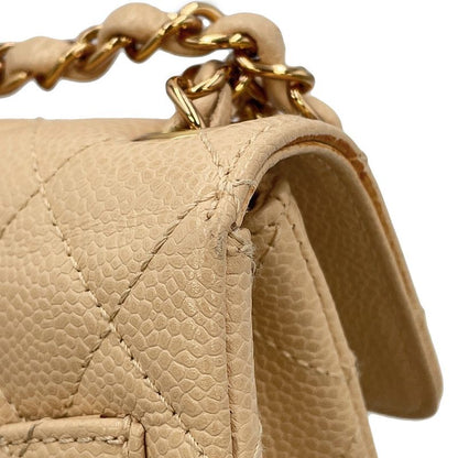Chanel Chain Shoulder Bag Mini Quilted CC Logo Caviar Leather