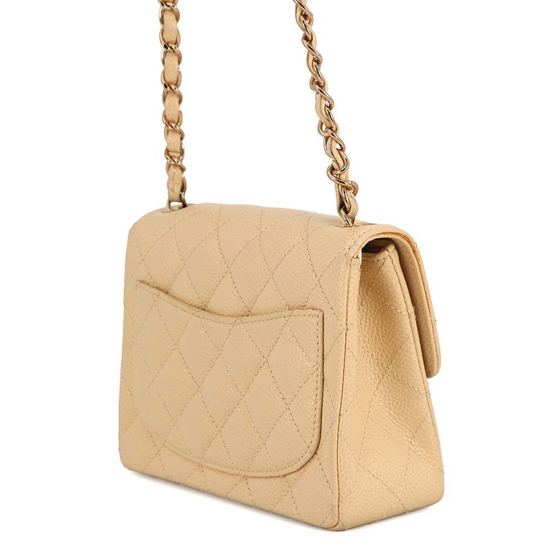Chanel Chain Shoulder Bag Mini Quilted CC Logo Caviar Leather