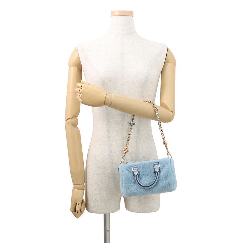 Louis Vuitton Handbag Mink Leather Nano Speedy 2-Way Sky Blue