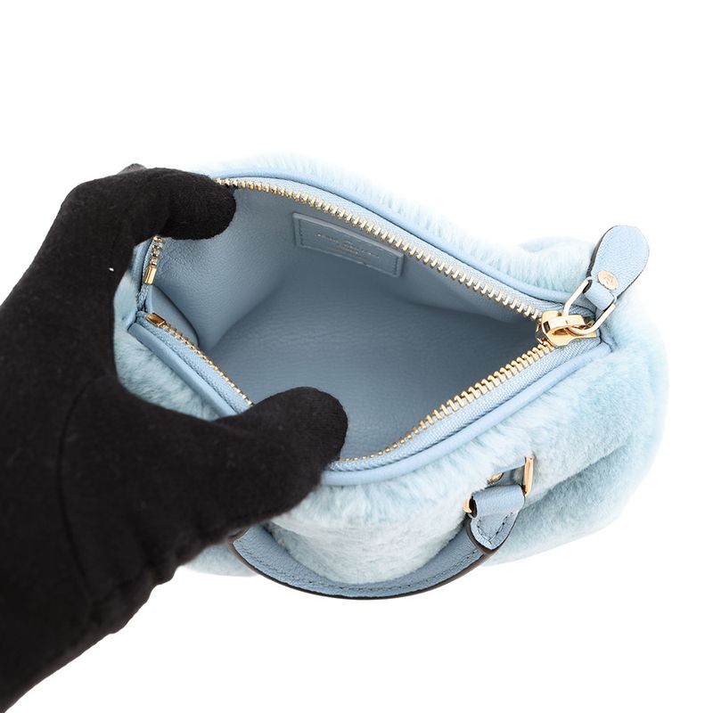 Louis Vuitton Handbag Mink Leather Nano Speedy 2-Way Sky Blue