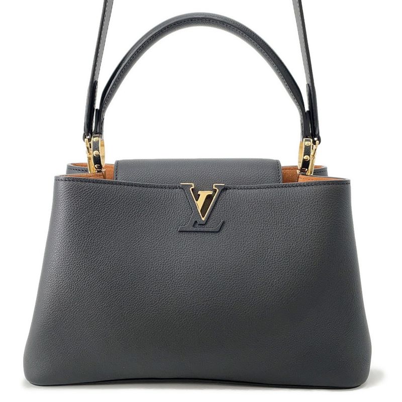 Louis Vuitton Handbag Calf Leather Capucines Pure MM 2-Way Noir Black Brown