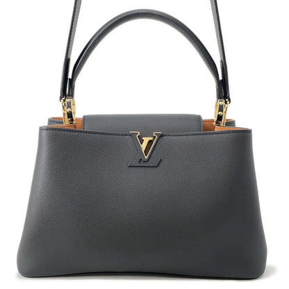 Louis Vuitton Handbag Calf Leather Capucines Pure MM 2-Way Noir Black Brown