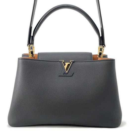 Louis Vuitton Handbag Calf Leather Capucines Pure MM 2-Way Noir Black Brown