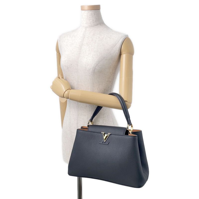 Louis Vuitton Handbag Calf Leather Capucines Pure MM 2-Way Noir Black Brown