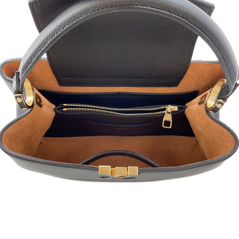 Louis Vuitton Handbag Calf Leather Capucines Pure MM 2-Way Noir Black Brown