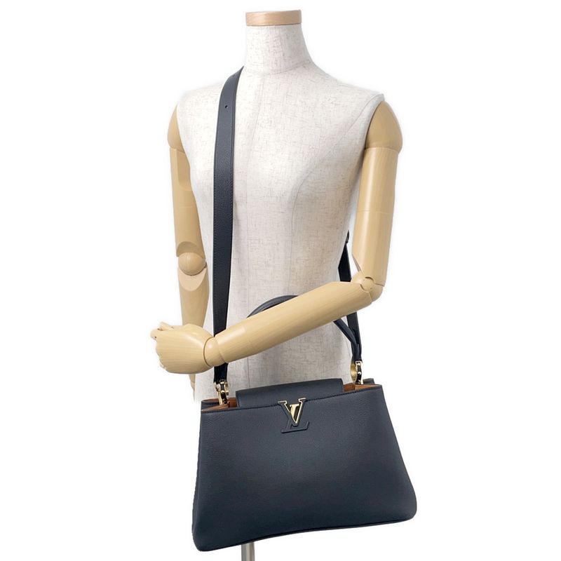 Louis Vuitton Handbag Calf Leather Capucines Pure MM 2-Way Noir Black Brown