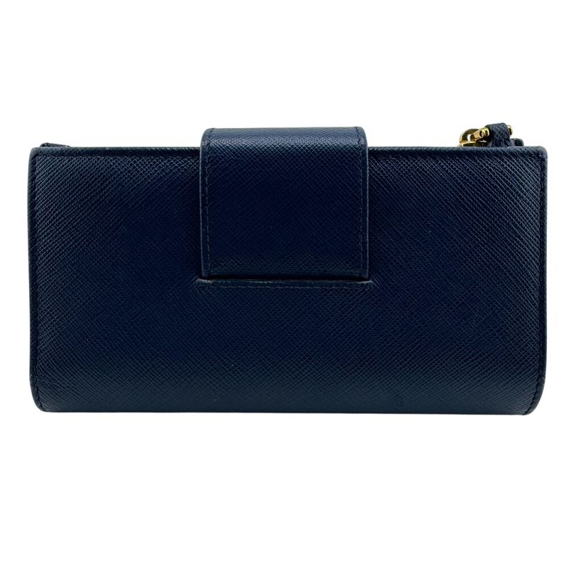 Prada Flap Saffiano Bifold Wallet Blue