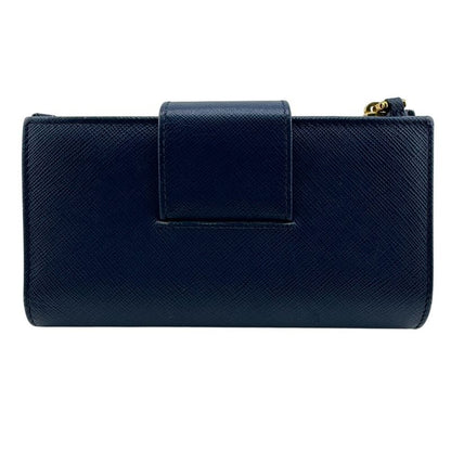 Prada Flap Saffiano Bifold Wallet Blue