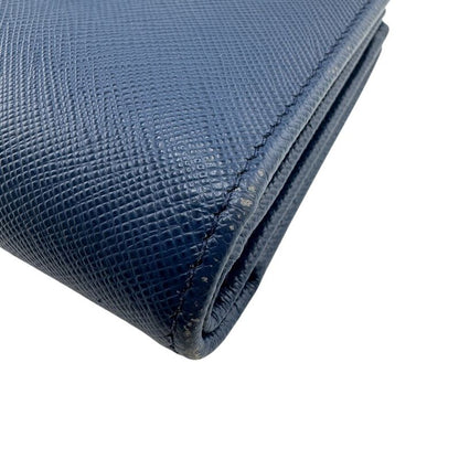Prada Flap Saffiano Bifold Wallet Blue