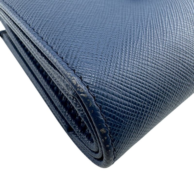 Prada Flap Saffiano Bifold Wallet Blue