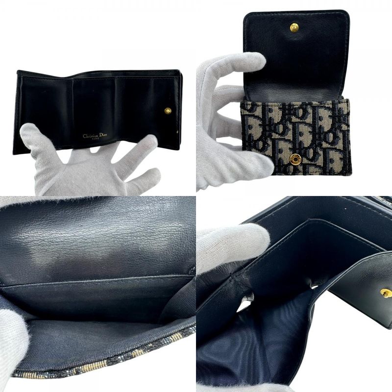 Dior Compact Montaigne 30 Trifold Wallet Navy