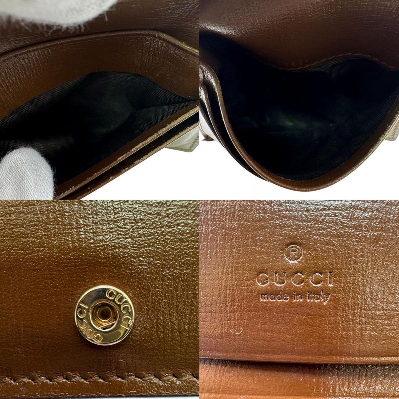 Gucci Logo Heart Motif Compact Wallet Bifold Brown