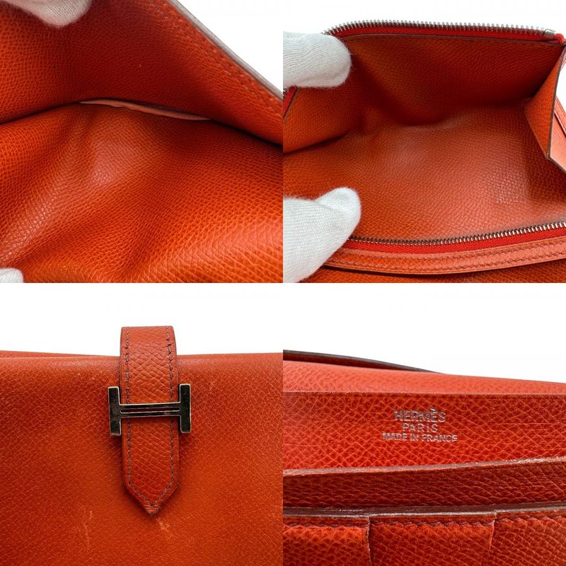 Hermes Long Wallet Trifold Bearn Dupri Orange