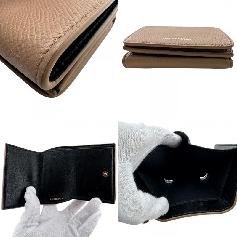 Balenciaga Compact Wallet Trifold Beige