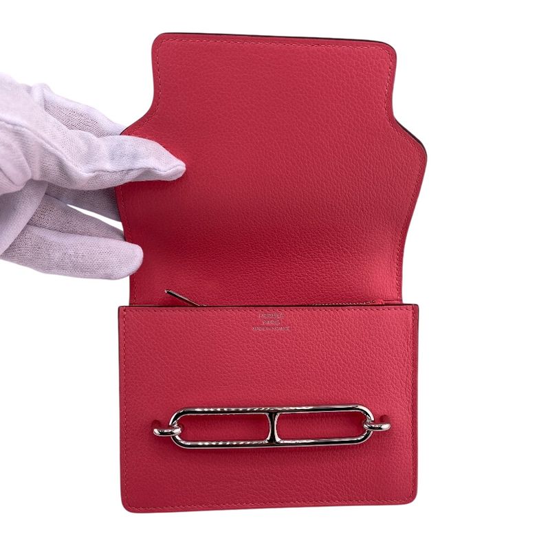 Hermes Lowris Slim Wallet Bifold Pink