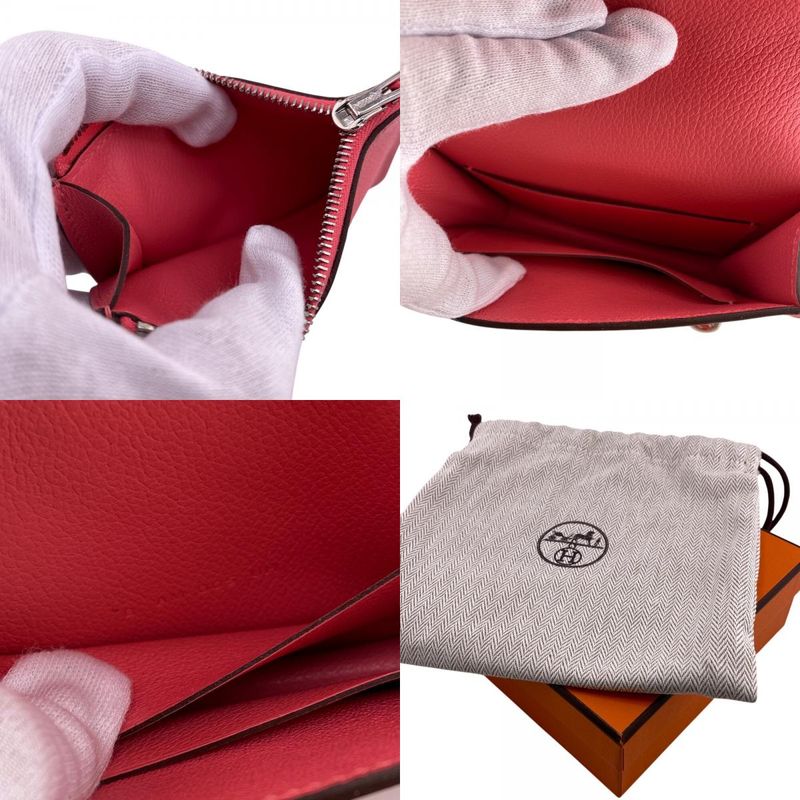 Hermes Lowris Slim Wallet Bifold Pink