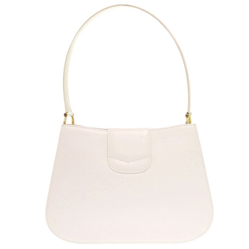 Celine 1 Vintage Gold Leather White One Shoulder Bag