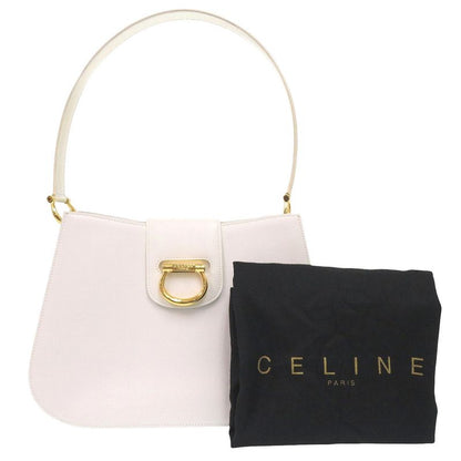Celine 1 Vintage Gold Leather White One Shoulder Bag