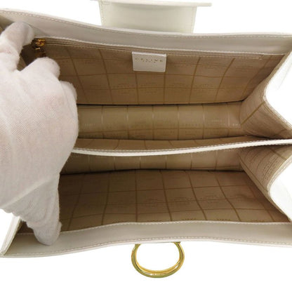 Celine 1 Vintage Gold Leather White One Shoulder Bag