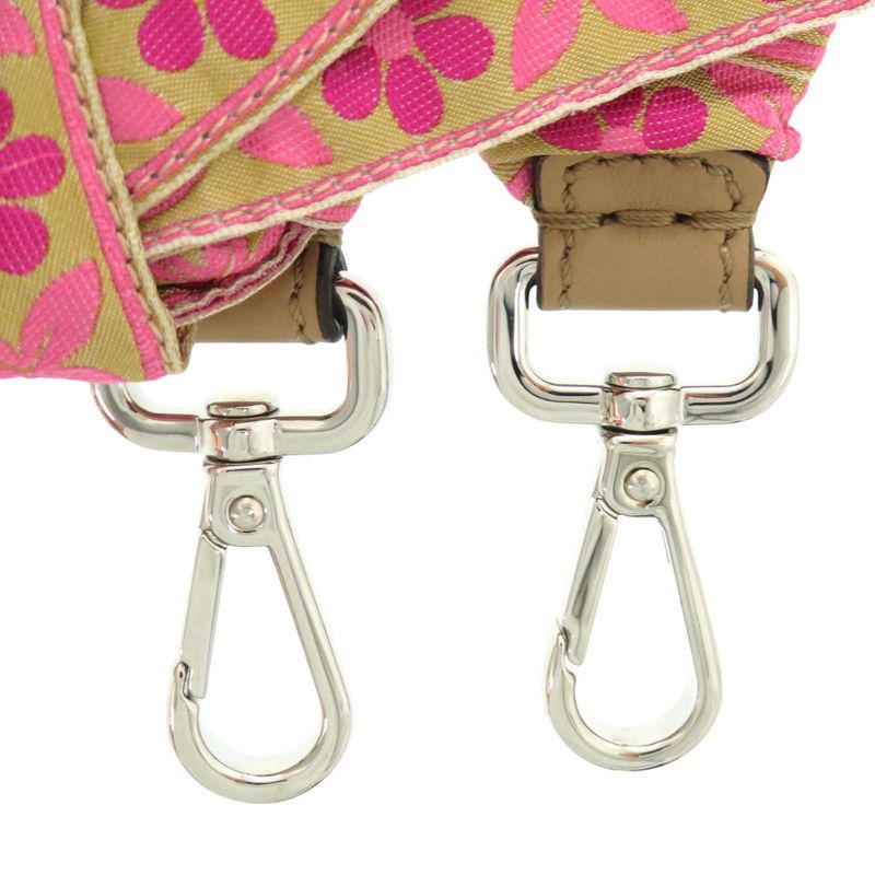 Fendi Strap You Tirolean Tape Ribbon Floral Pattern Cotton Leather Pink