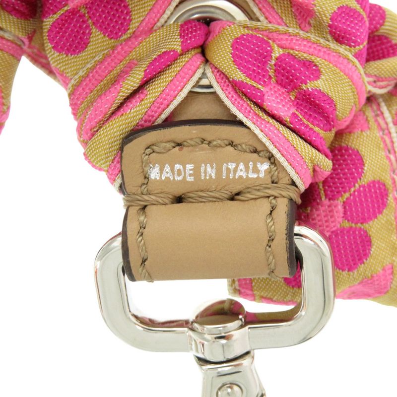 Fendi Strap You Tirolean Tape Ribbon Floral Pattern Cotton Leather Pink