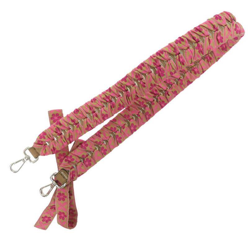 Fendi Strap You Tirolean Tape Ribbon Floral Pattern Cotton Leather Pink