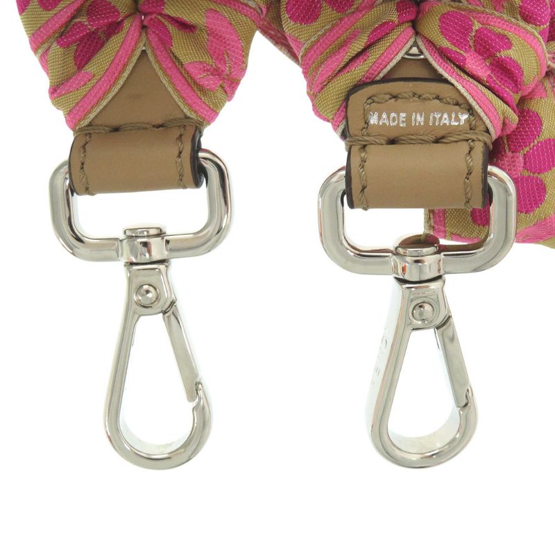 Fendi Strap You Tirolean Tape Ribbon Floral Pattern Cotton Leather Pink