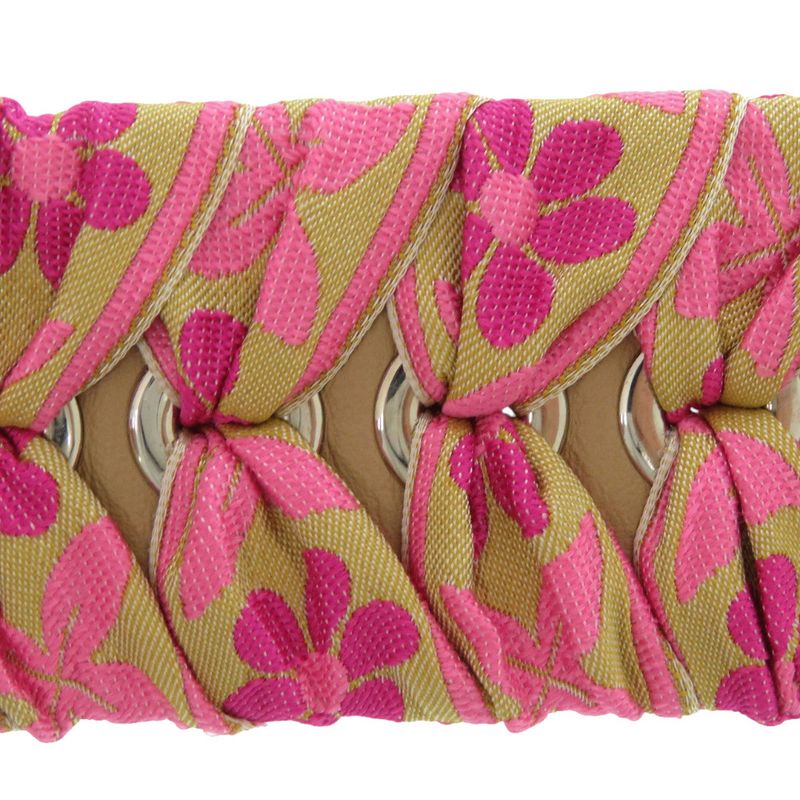 Fendi Strap You Tirolean Tape Ribbon Floral Pattern Cotton Leather Pink