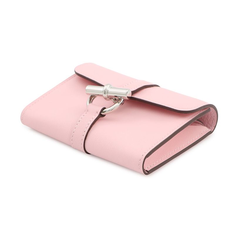Hermes Coin Case Glenan Compact Wallet Rose Sakura Silver Swift