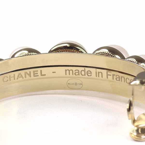 Chanel Pony Barrette Hair CC Logo Rhinestone Fake Pearl Gold