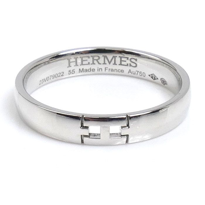 Hermes 18K White Gold Hera Cles Ring 55