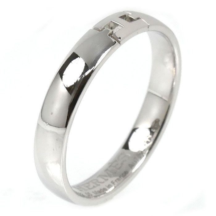 Hermes 18K White Gold Hera Cles Ring 55