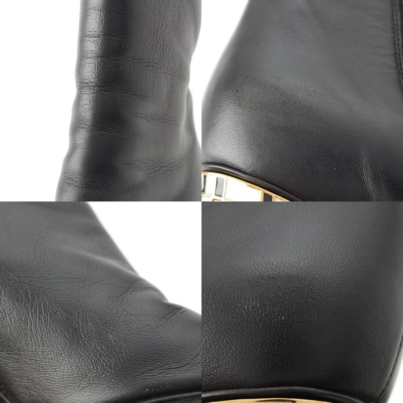 Chanel Leather CC Logo Ankle Boots Shoes Black 37