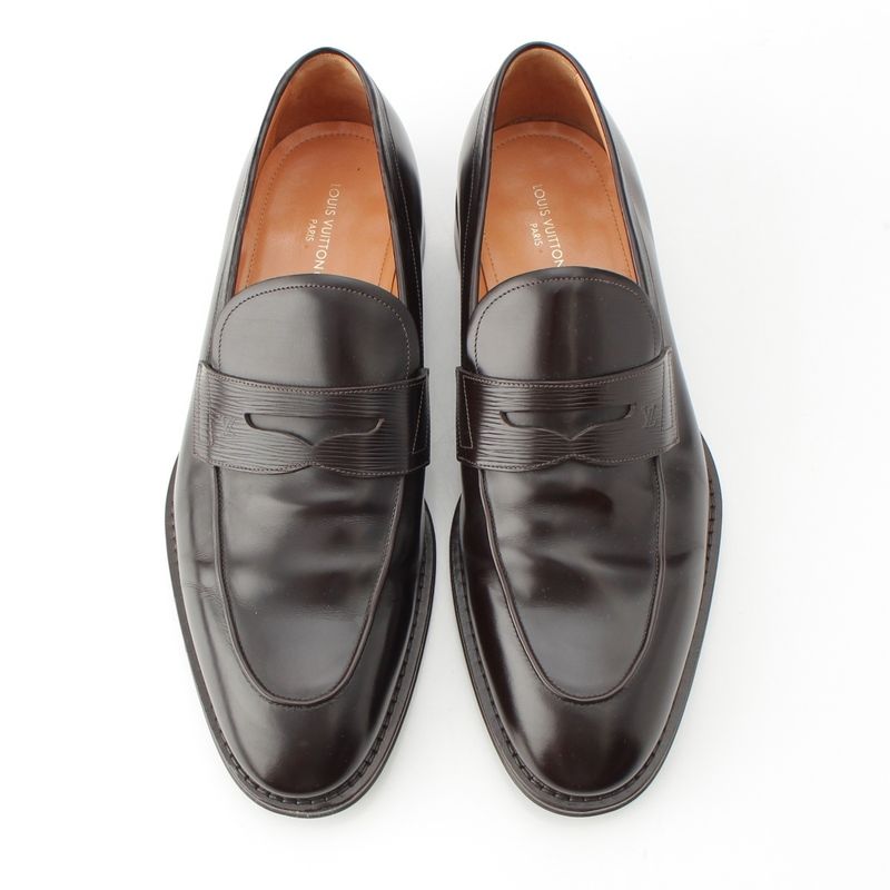 Louis Vuitton Epi Shoes LV Logo Loafers Brown 8.5 M