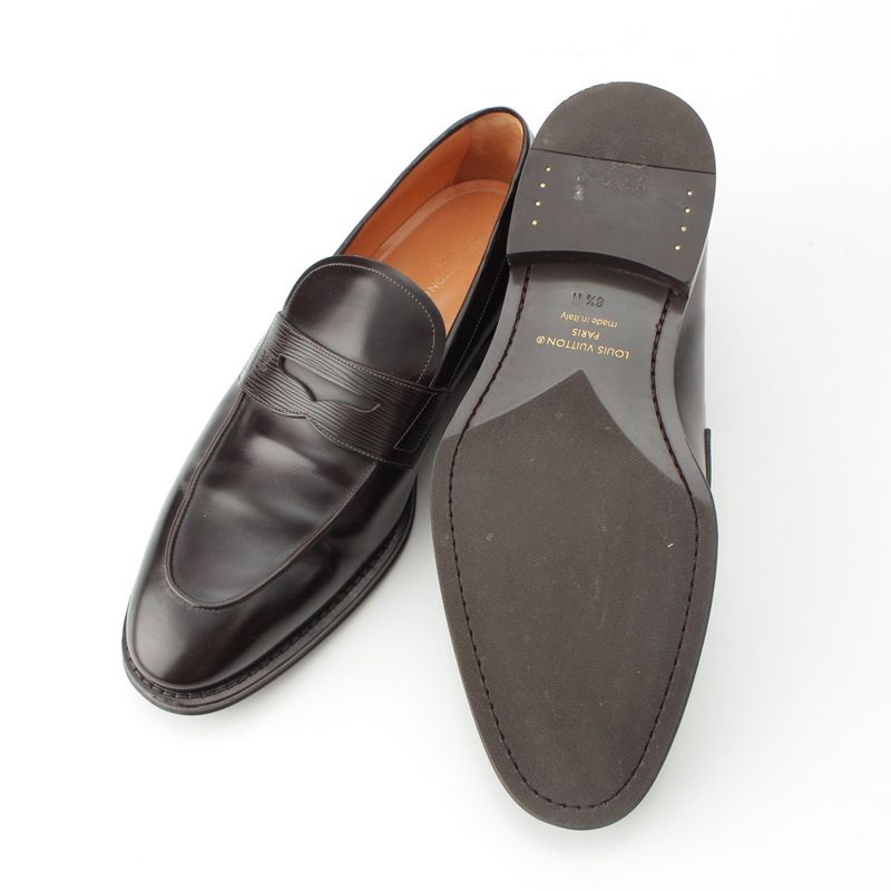 Louis Vuitton Epi Shoes LV Logo Loafers Brown 8.5 M