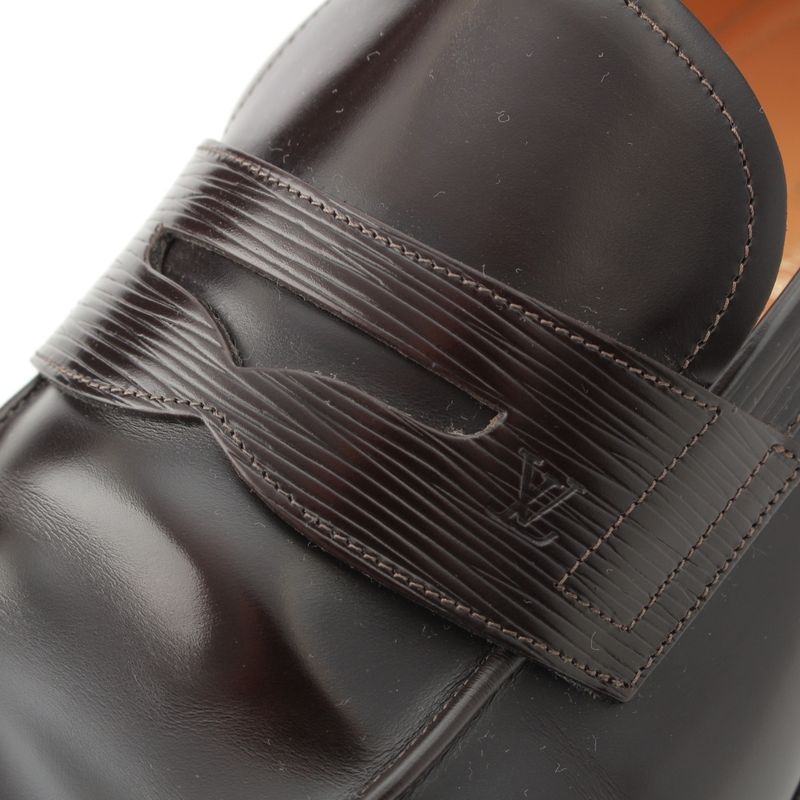 Louis Vuitton Epi Shoes LV Logo Loafers Brown 8.5 M