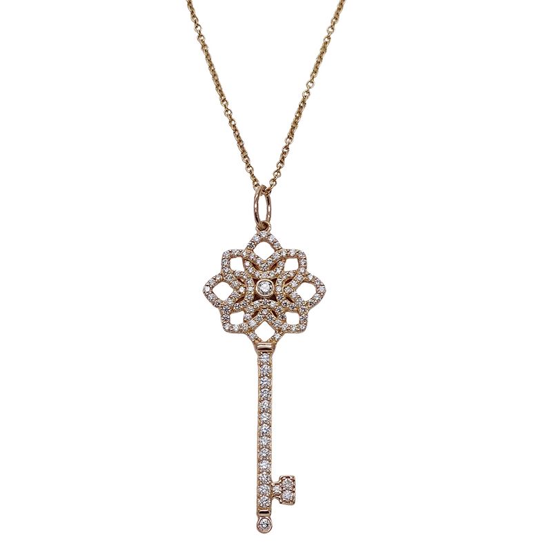 Tiffany & Co Necklace Diamond Woven Key Pink