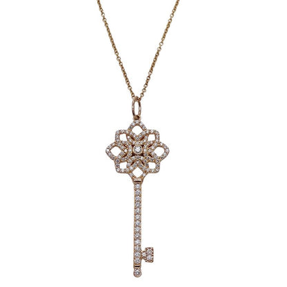 Tiffany & Co Necklace Diamond Woven Key Pink