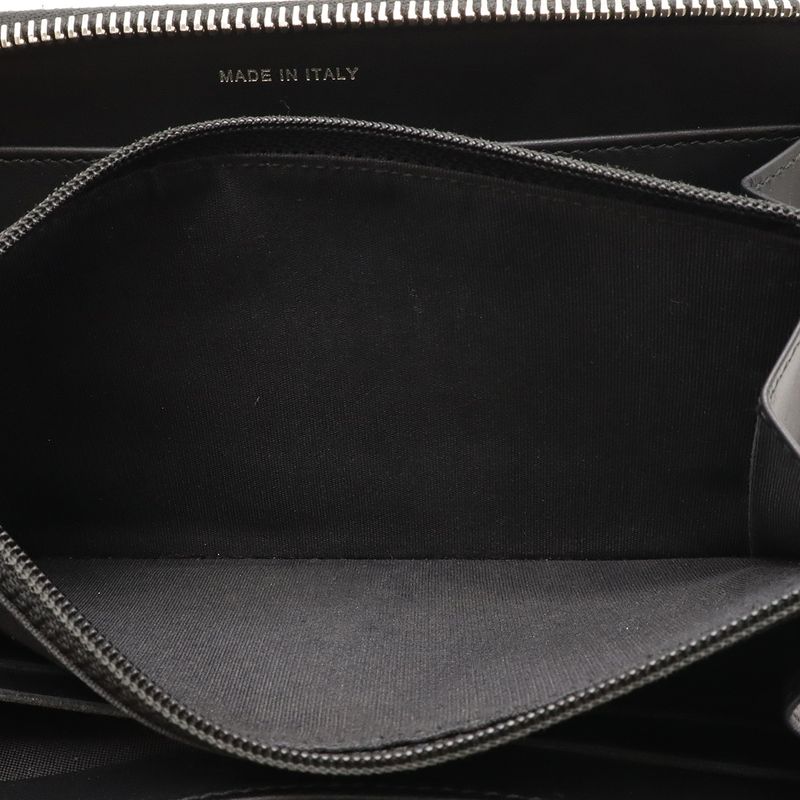Chanel CC Logo Zip Around Wallet Enamel Patent Leather Black Silver Har