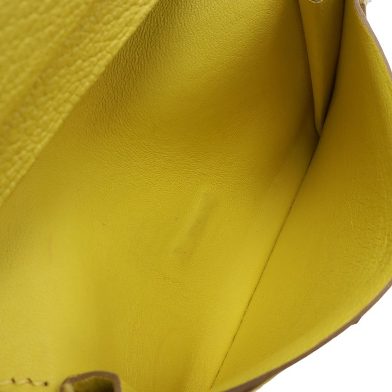 Hermes Bearn Card Case Business Card Holder Chevre Leather Lime