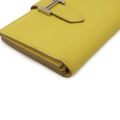Hermes Bearn Card Case Business Card Holder Chevre Leather Lime