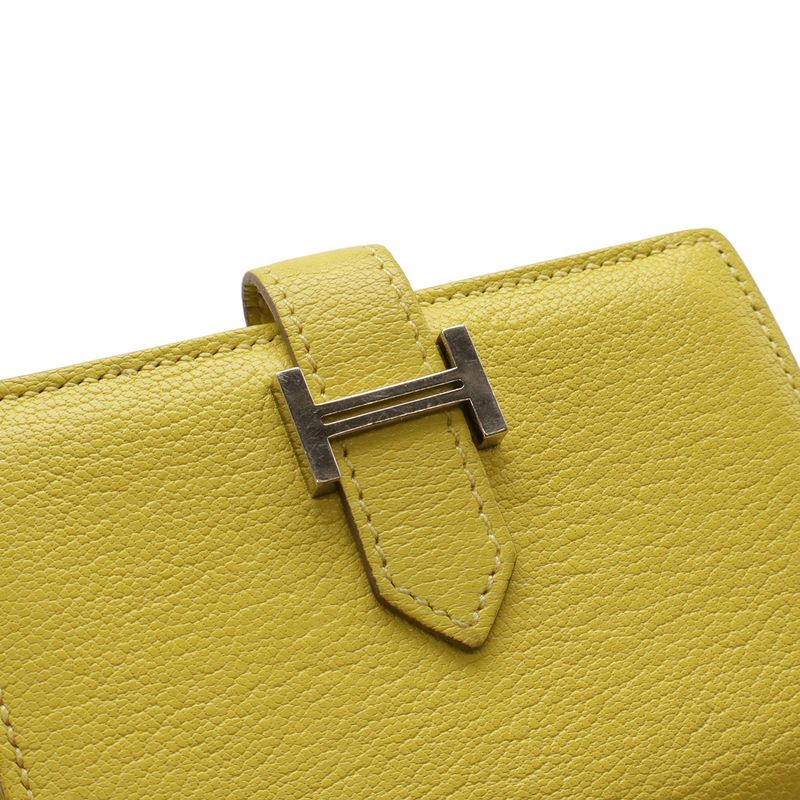 Hermes Bearn Card Case Business Card Holder Chevre Leather Lime
