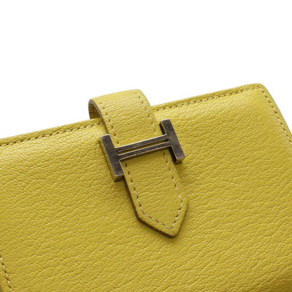 Hermes Bearn Card Case Business Card Holder Chevre Leather Lime
