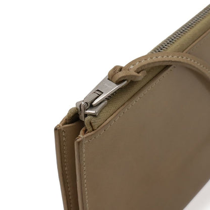Hermes Remix Card Case L-shape Zipper Strap Leather Beige Silver