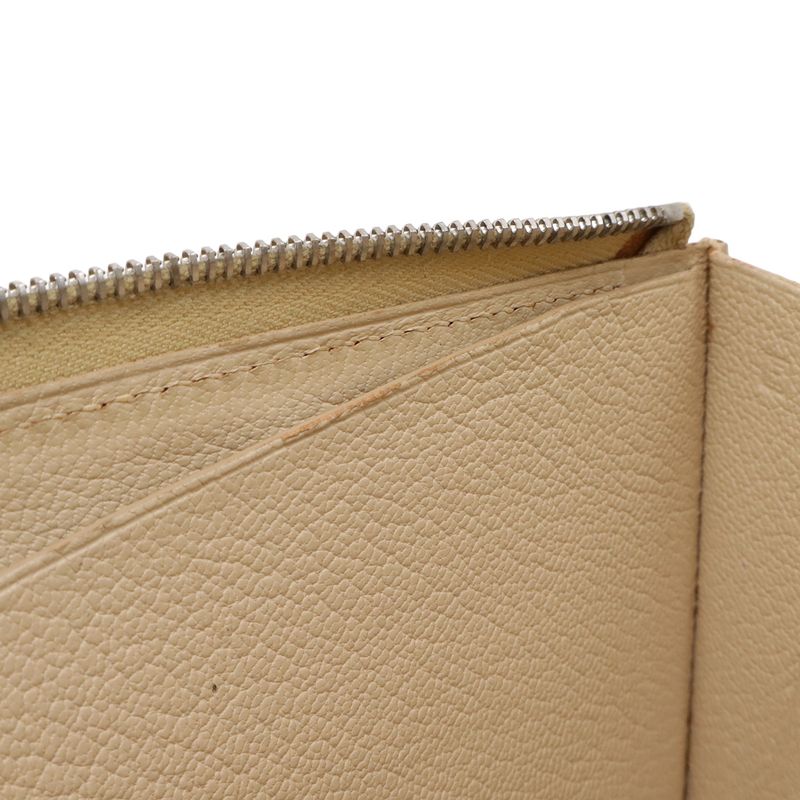 Hermes Remix Card Case L-shape Zipper Strap Leather Beige Silver