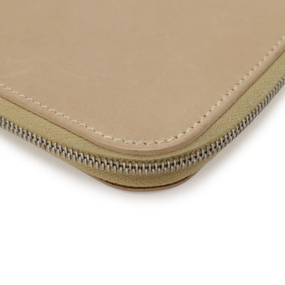 Hermes Remix Card Case L-shape Zipper Strap Leather Beige Silver